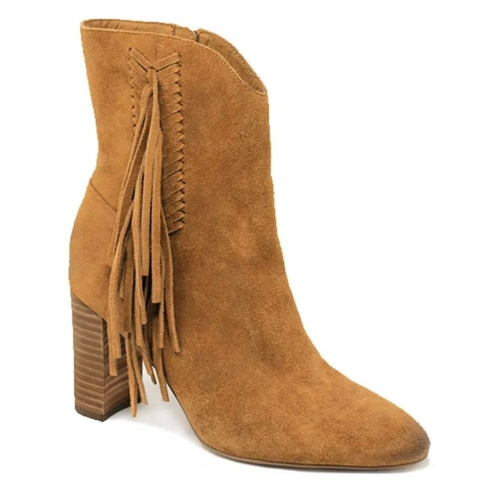 Charles by Charles David‎ Suede Fringe Western Booties Ankle Boots Tan Size 11M